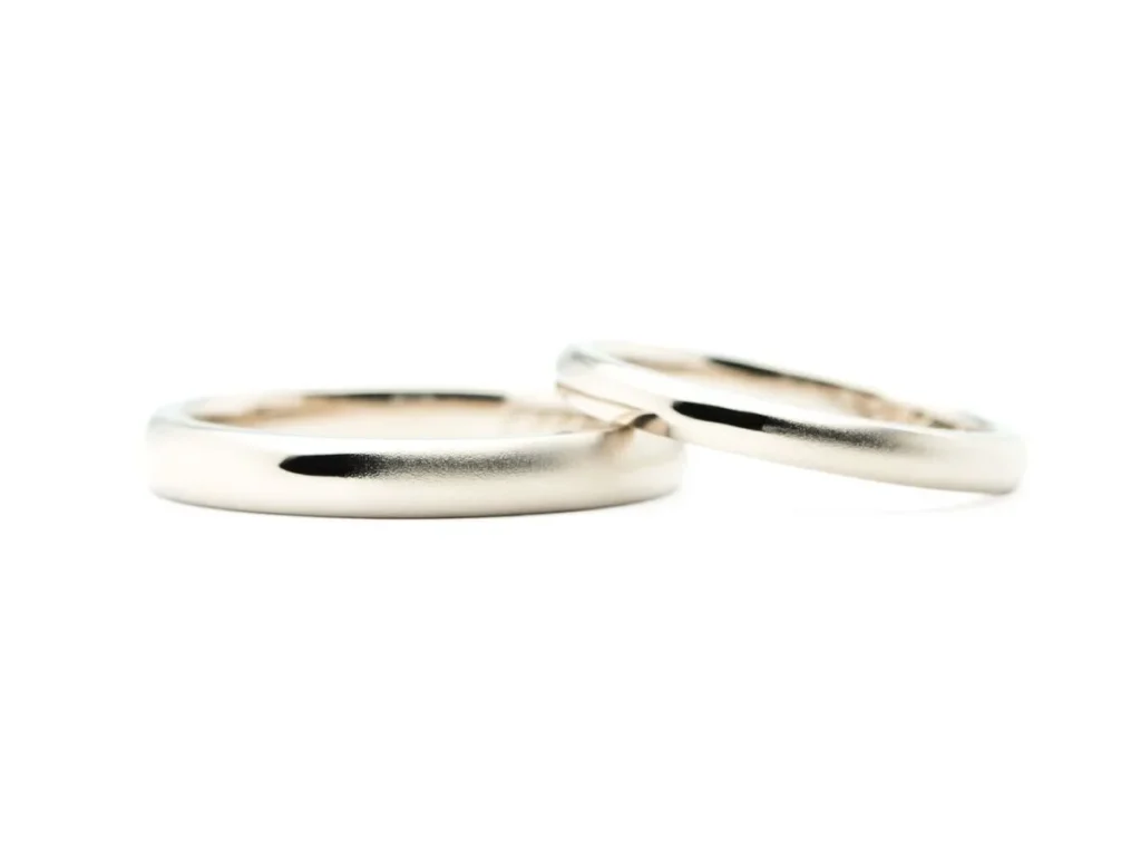 シャンパンゴールドで作る鏡面とマットの手作り結婚指輪