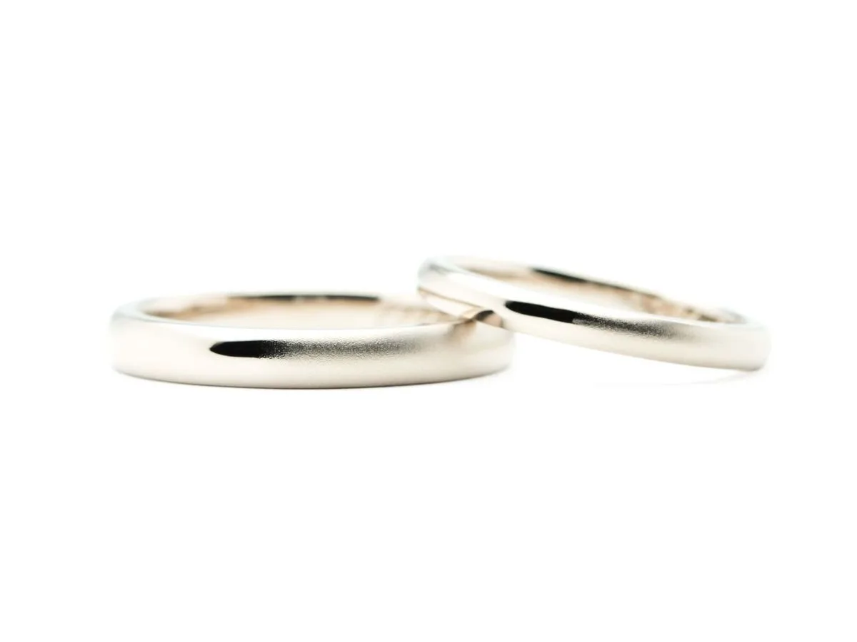 シャンパンゴールドで作る鏡面とマットの手作り結婚指輪