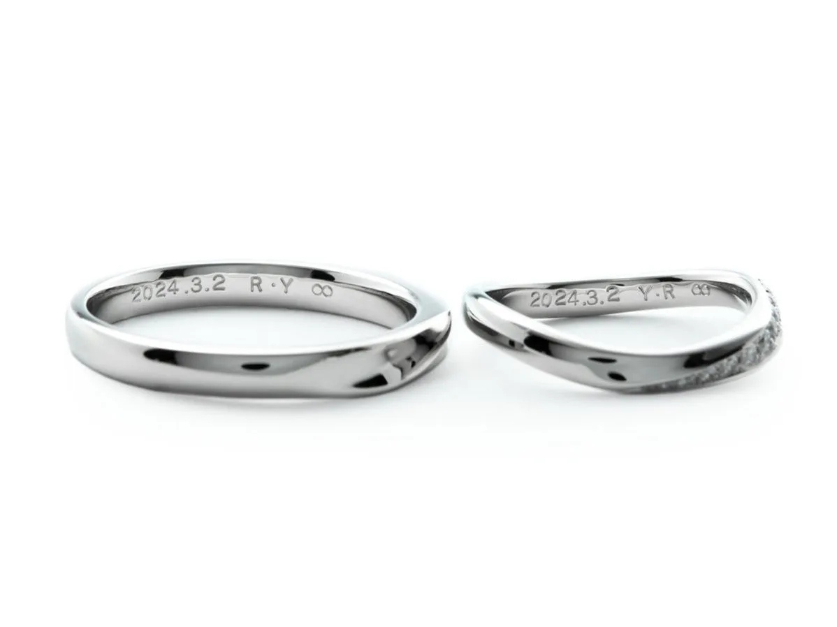 シンプルなストレートとウェーブ感が綺麗なふたひねりの手作り結婚指輪 3