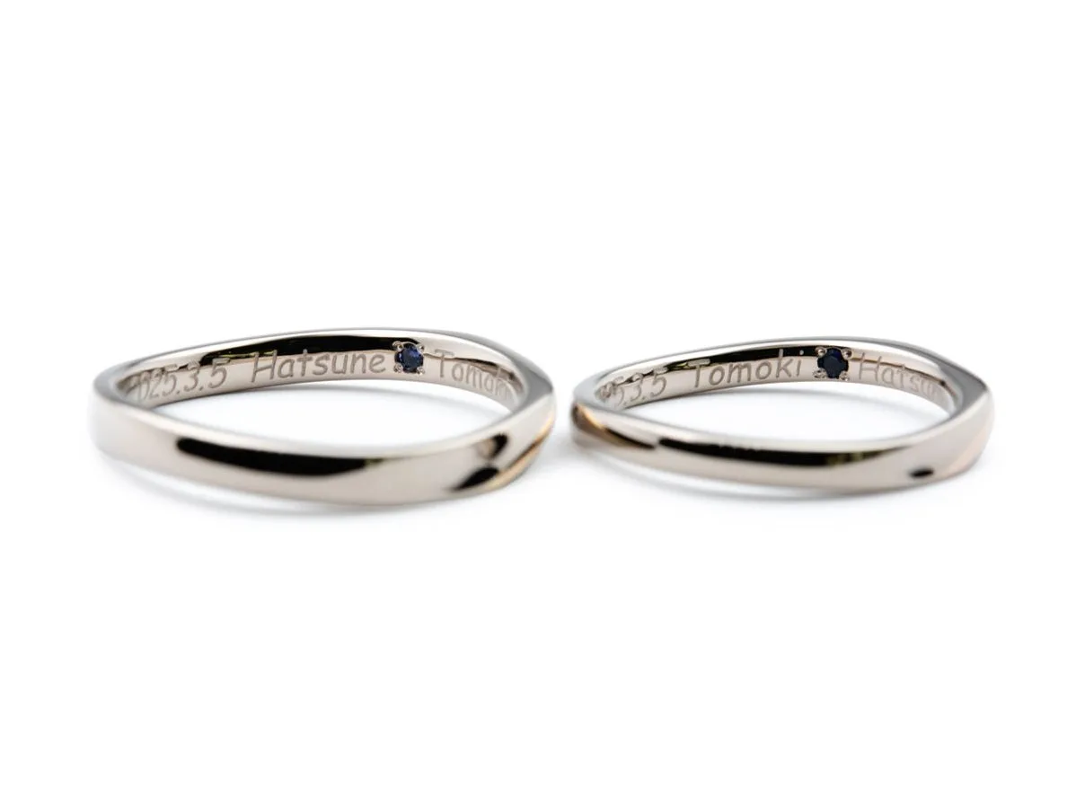 シャンパンゴールドにブラウンダイヤモンドの手作り結婚指輪 2