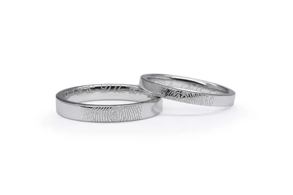 シンプルな指紋の手作り結婚指輪