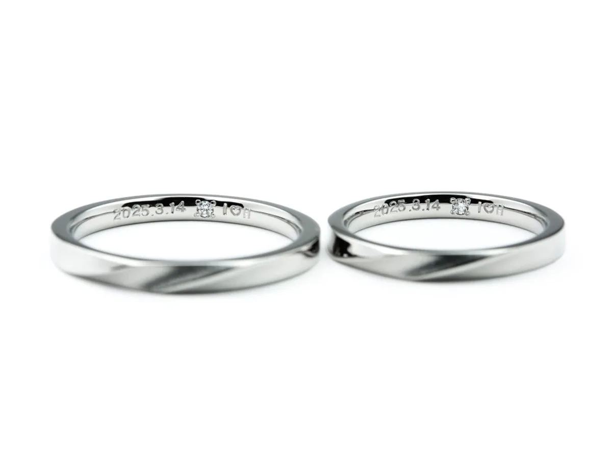 プラチナのふたひねりストレートの手作り結婚指輪 2