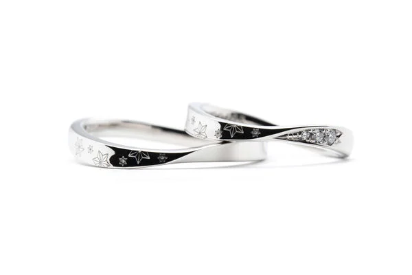 麻の葉模様の手作り結婚指輪