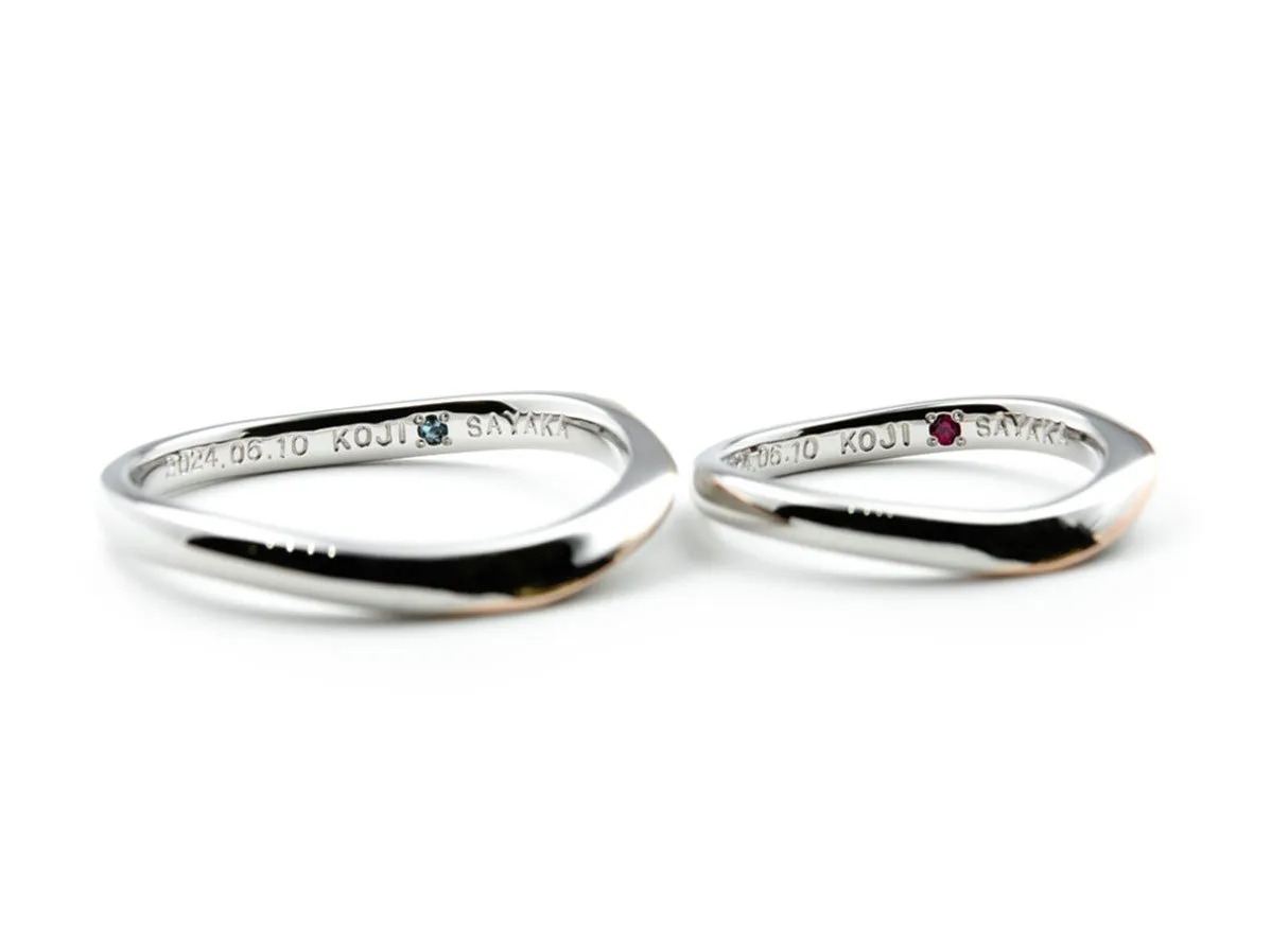 スターダスト加工が華やかな赤い糸の結婚指輪 2