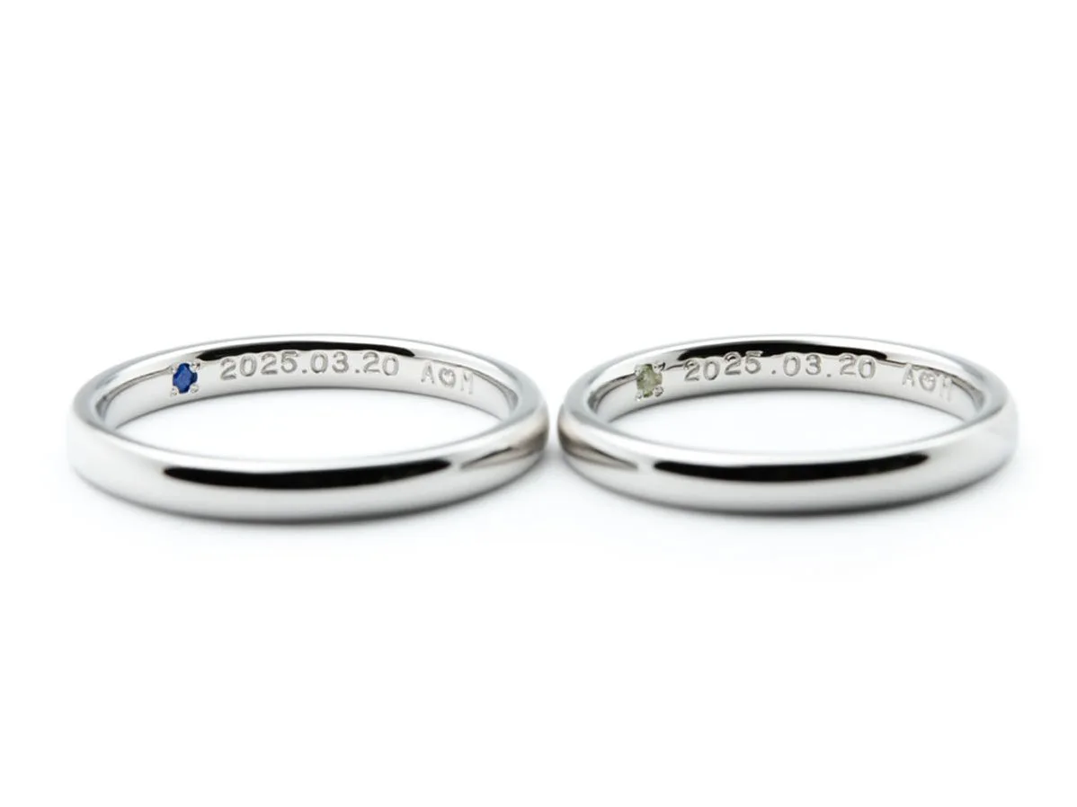 鏡面仕上げとホーニング加工を組み合わせたリバーシブルデザインの手作り結婚指輪 3