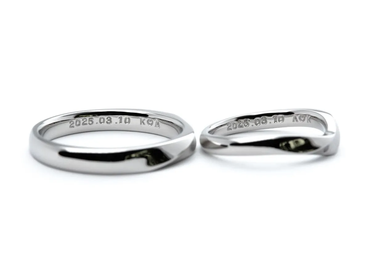 ストレートとV字で作るふたひねりの手作り結婚指輪 2