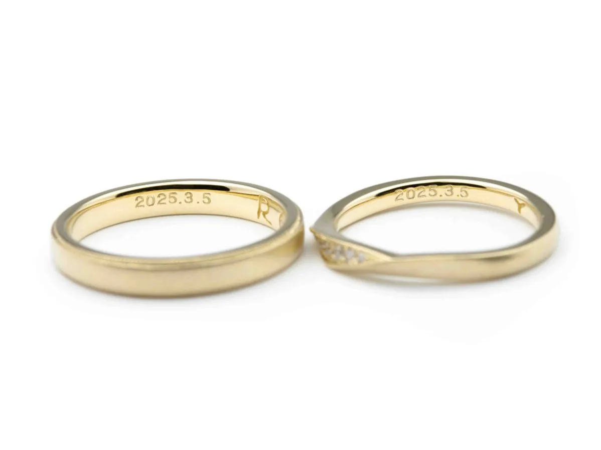 ライムゴールドとミルのラインがおしゃれな手作り結婚指輪 3