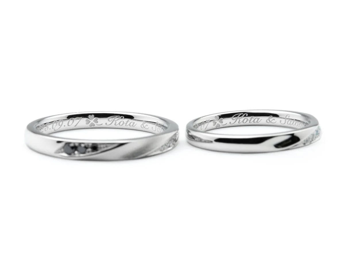 カラーダイヤモンドを使った手作り結婚指輪 2