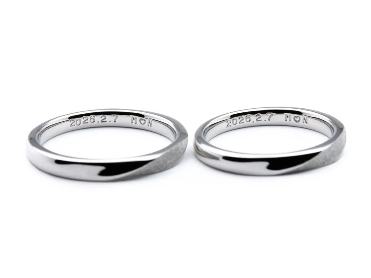 ふたひねりと重ねて繋がるひまわりの手作り結婚指輪 3