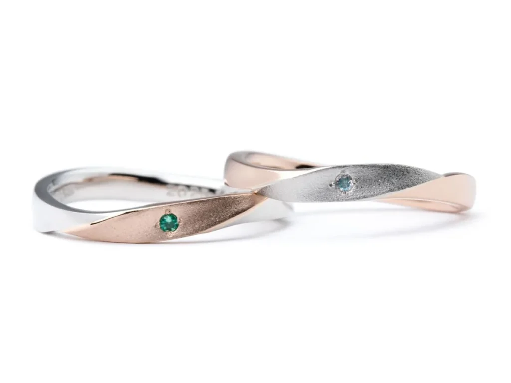 プラチナ×ローズゴールドの色違いで作る手作り結婚指輪