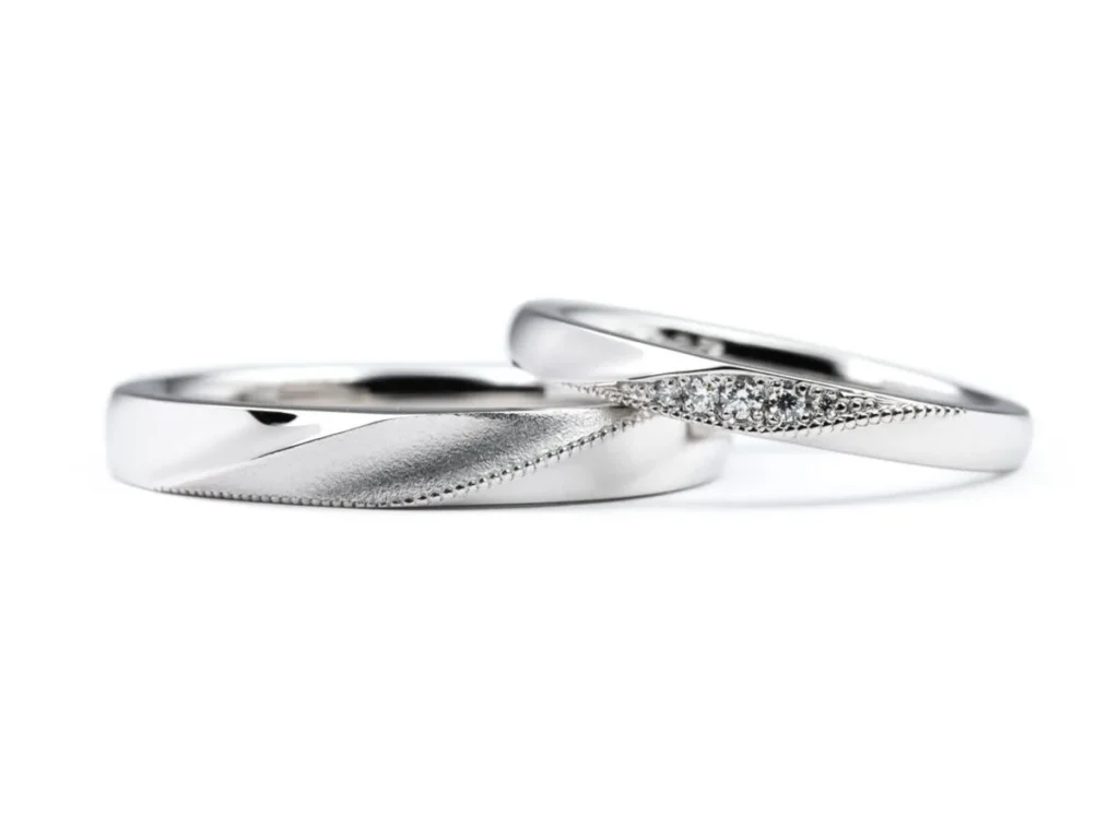ストレートひねりにミルグレインのオーダーメイド結婚指輪