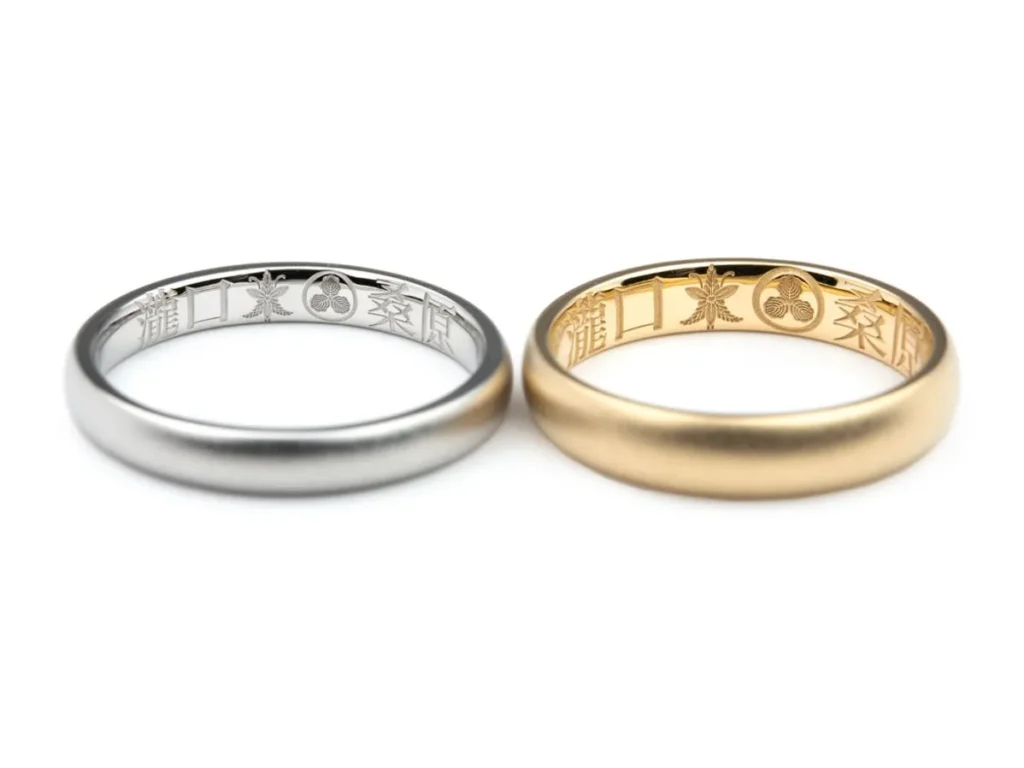 御両家の家紋が入ったオーダーメイド結婚指輪