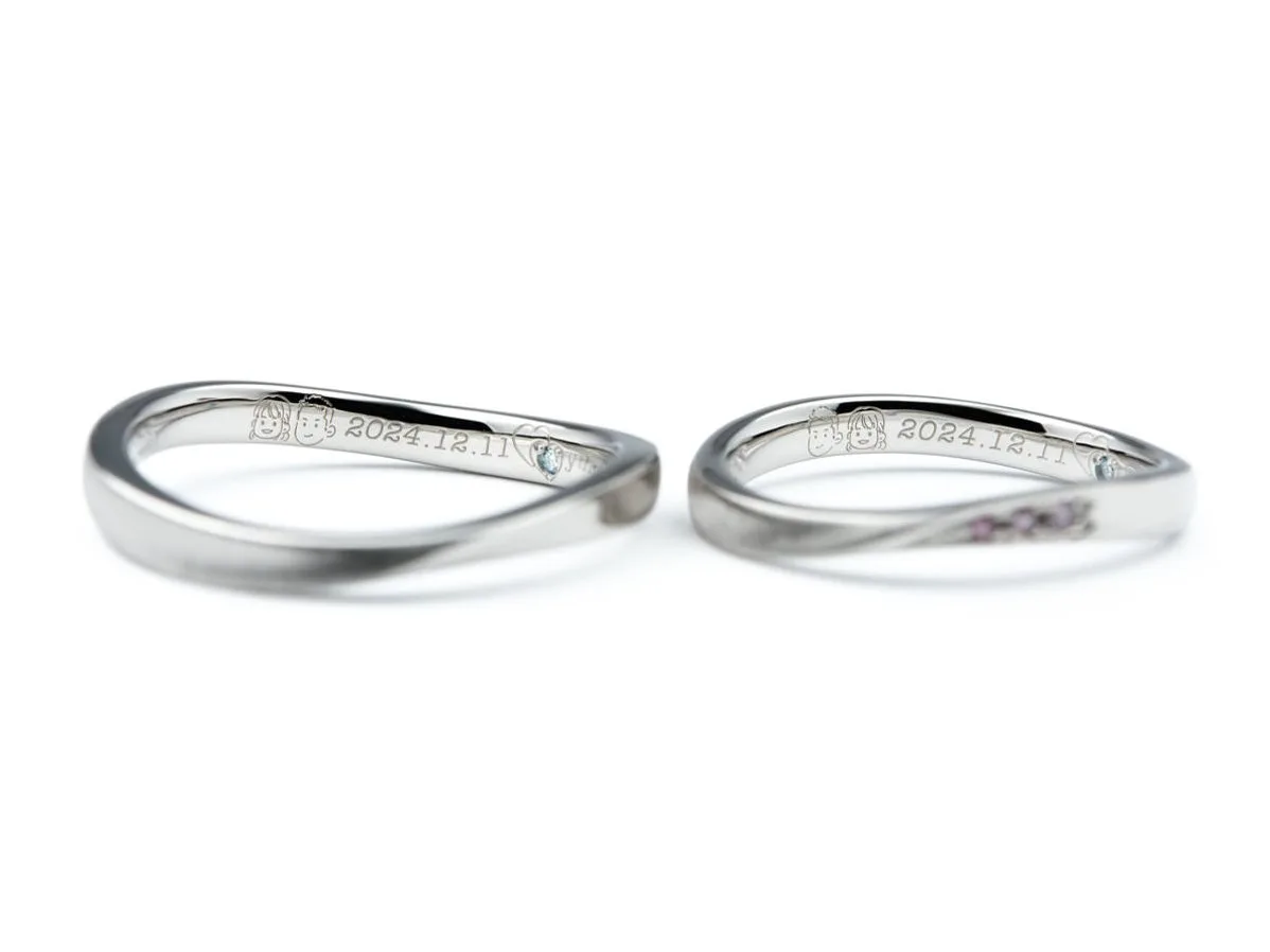 ピンクダイヤモンドのグラデーションオーダーメイド結婚指輪 2