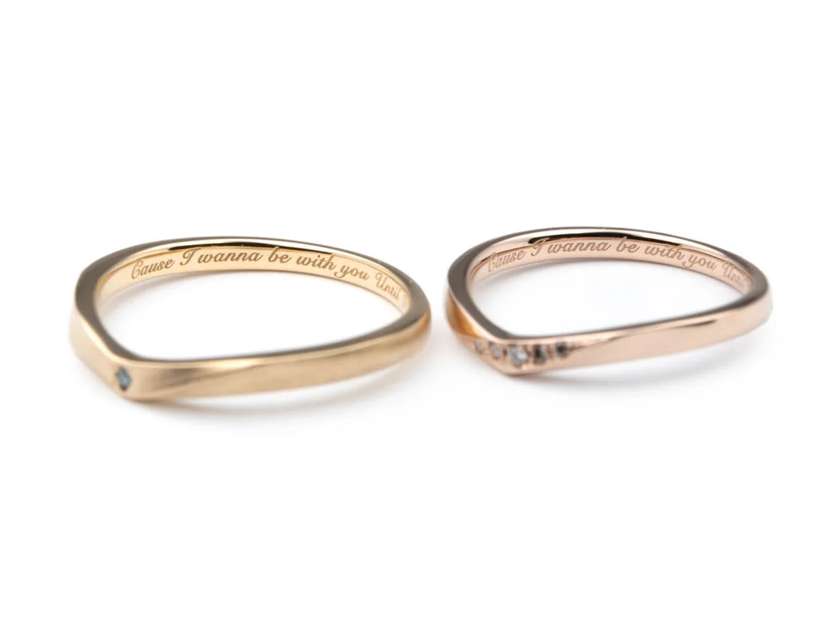 アンティークゴールドとローズゴールドとカラーダイヤモンドが素敵なオーダーメイド結婚指輪 2