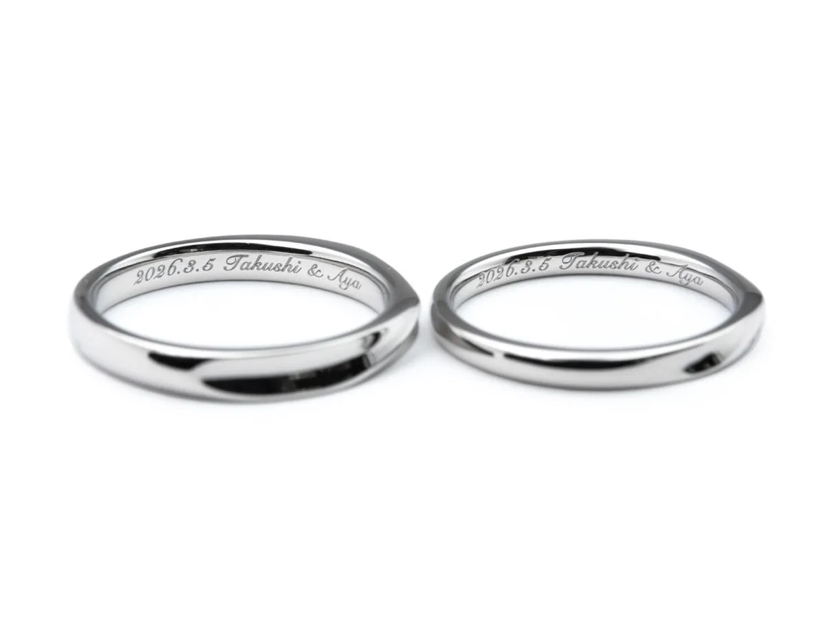 ストレートひねりとダイヤモンドの手作り結婚指輪 2